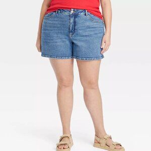 Ava and Viv Women's High-Rise Midi Jean Shorts